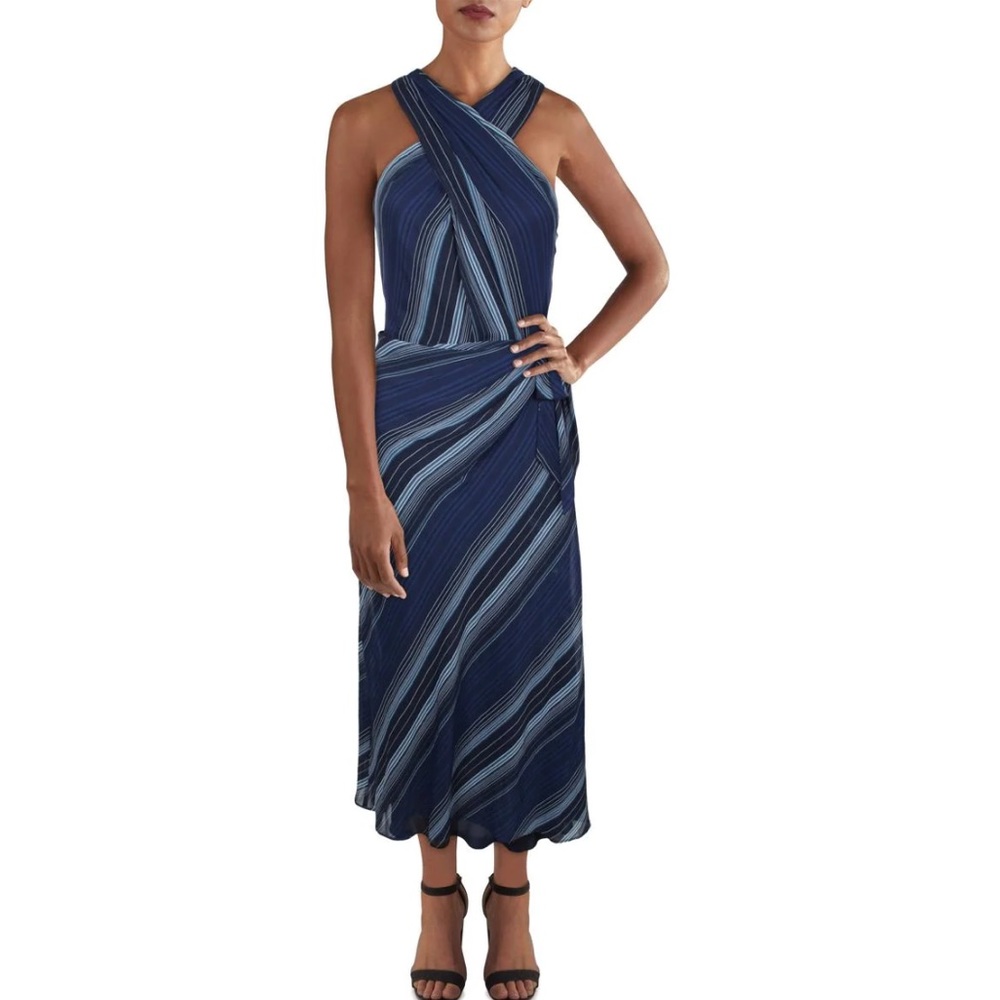 Lauren Ralph Lauren striped midi wrap dress sz 16 new